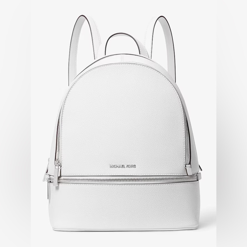 NWT Michael Kors RHEA white leather backpack/ purse.